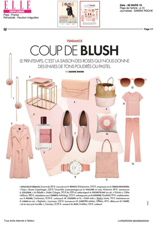 Insertion coussin Soleil Nude dans Magazine ELLE Mars 2018