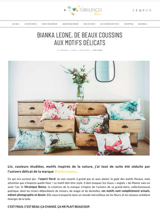 Publi-Rédactionnel Bianka Leone dans TURBULENCE DECO Mai 2017