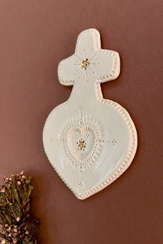 Ex-voto croix aux petites fleurs d'or