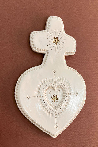 Ex-voto croix aux petites fleurs d'or